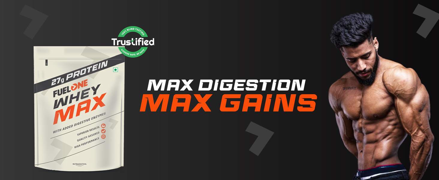 FUELONE Whey Max Protein Blend, Rich Chocolate, 1kg (2.2lbs)