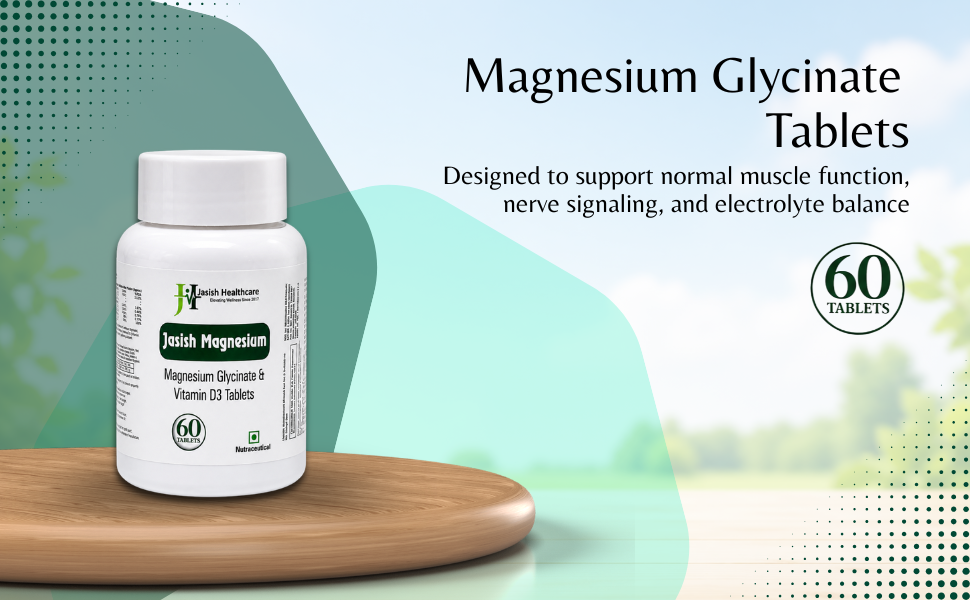 Magnesium | Magnesium Glycinate 1000mg Tablets with Vitamin D3 600 I.U. | 220mg Elemental | High Bioavailability Supplement | Supports Muscle Function, Bone Health & Nerve Health | 60 Tablets