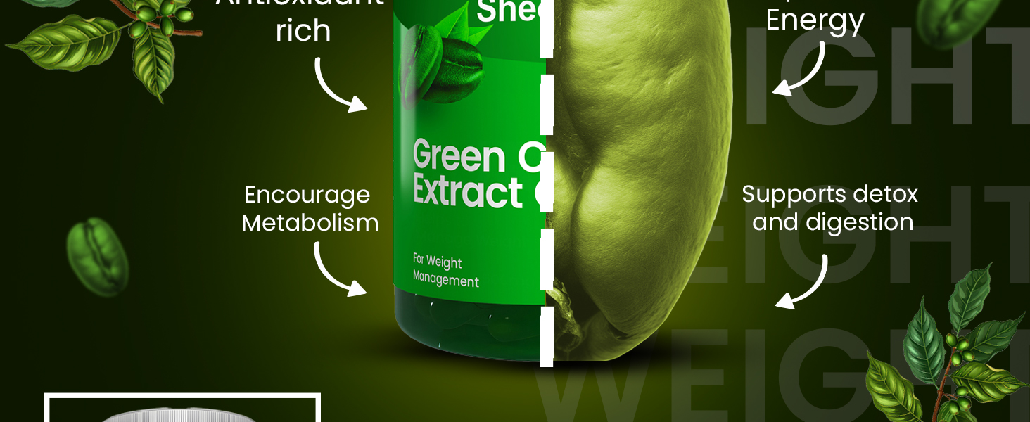 Sheopals Green Coffee Extract Capsules – 60 Veg Caps | With Chlorogenic Acid & Antioxidants | Natural Weight Management & Detox Support for Men & Women (2 Packs)