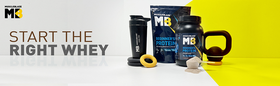 MuscleBlaze Beginner's Whey Protein Powder, Chocolate, 1kg (2.2lbs)