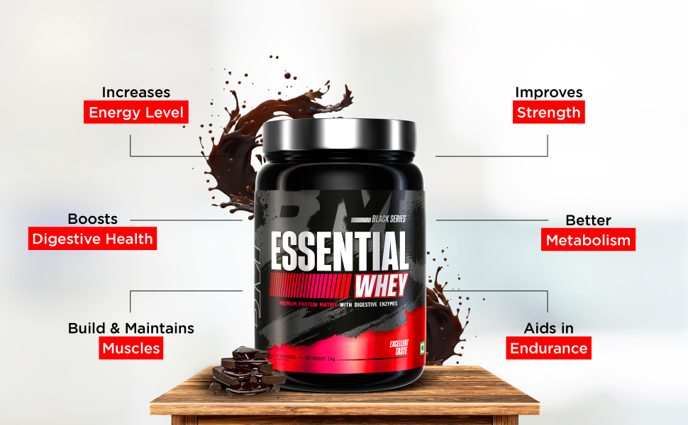 Bigmuscles Nutrition Essential Whey Max (Rich Chocolate)|Whey Protein Concentrate With Digestive Enzymes|No Added Sugar|Faster Muscle & Improved Strength|Daily Protein,1000 Grams