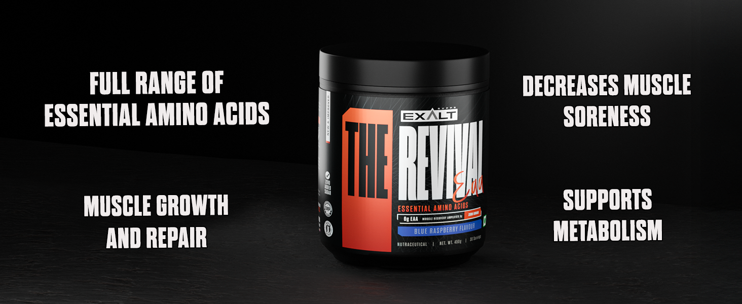 The Revival Essential Amino Acids (EAA) | 450 gm | 30 Servings | 6000mg EAA | Zero Added Sugar | Muscle Recovery | Increased Endurance (Orange)