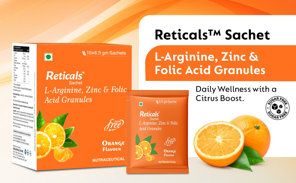 L-Arginine Powder Sachet, Supports Muscle Pump, Stamina & Workout Performance, Sugar Free, Orange Flavour, 65g (Pack of 10 Sachets)
