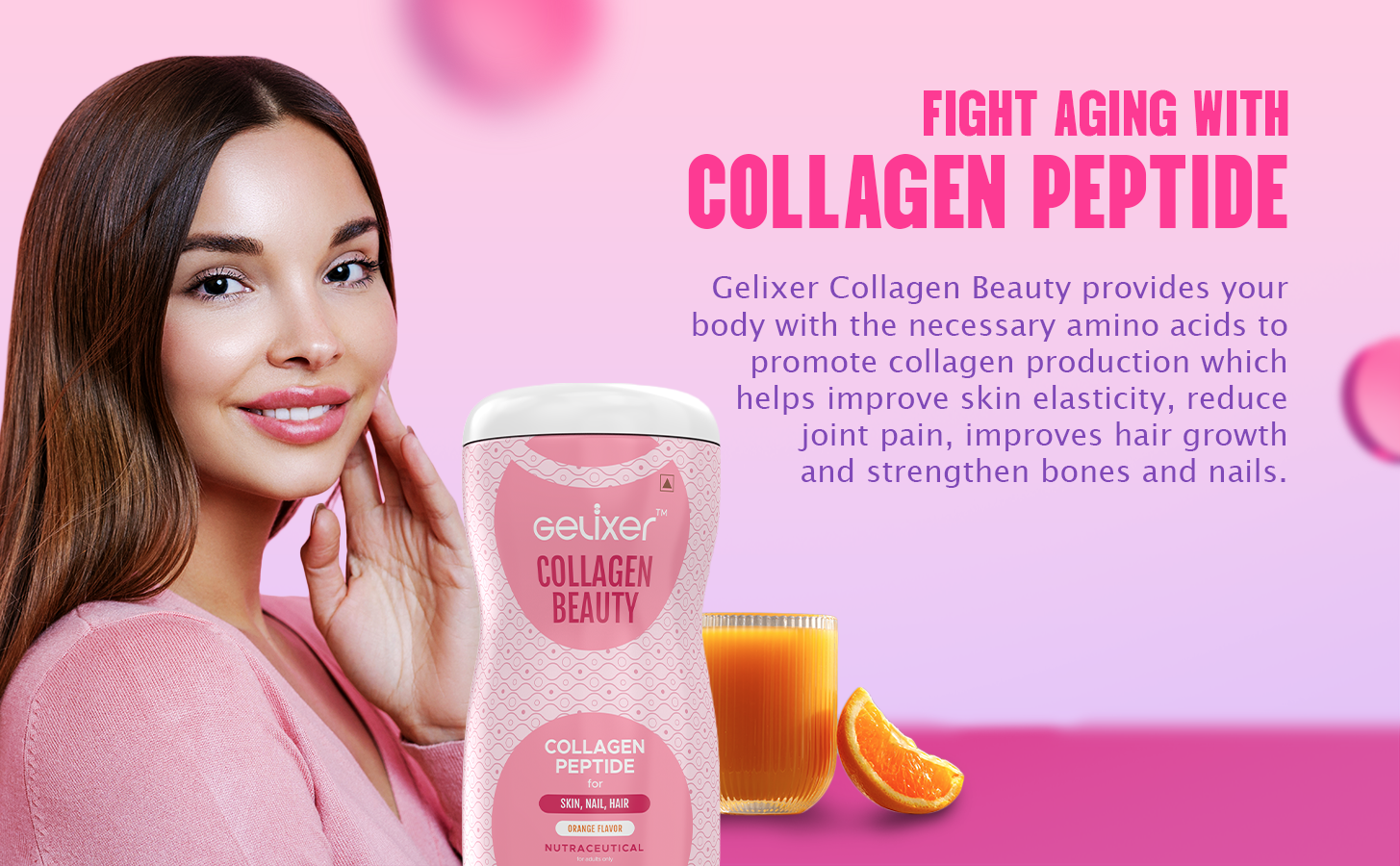 Beauty (Orange Flavour) Collagen Powder 180g, Premium Japanese Marine Collagen Peptide for Youthful Skin, Hair & Nail
