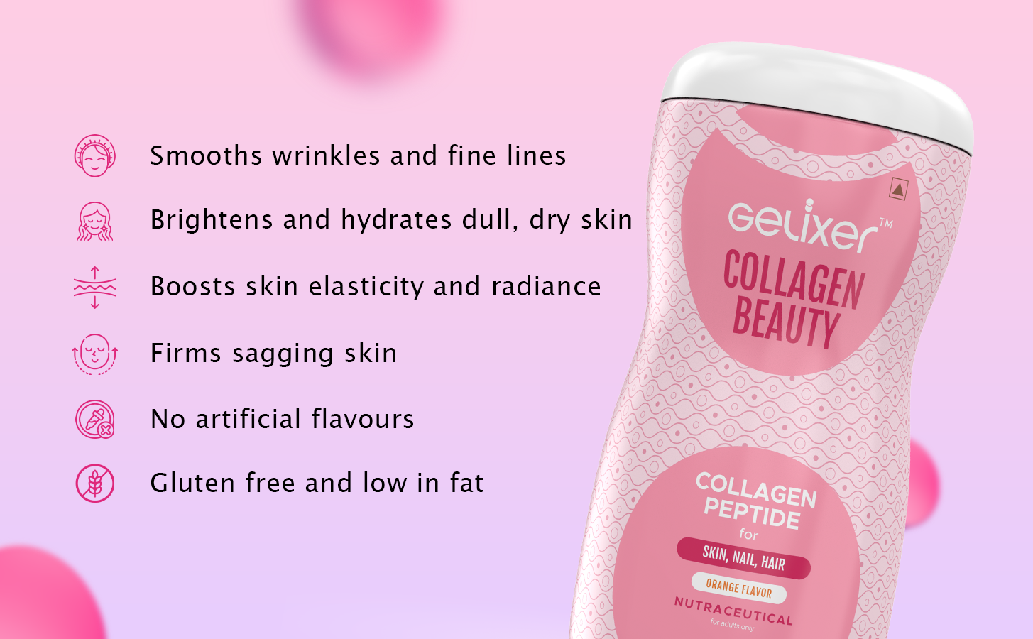 Beauty (Orange Flavour) Collagen Powder 180g, Premium Japanese Marine Collagen Peptide for Youthful Skin, Hair & Nail