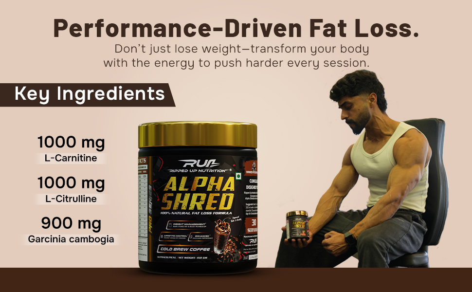 Ripped Up Nutrition Alpha Shred Fat Burner - 150g, Cold Brew Coffee | With Carbliss® for Blocking Carbs by 40-60% | Weight Management & Metabolism Booster | Enriched with Garcinia Cambogia, Coffee Bean Extra, Caffeine