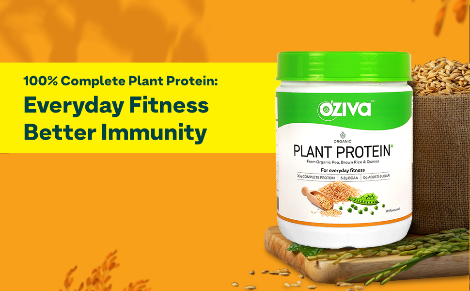 OZiva Plant Protein Powder, Pea Isolate, Vegan, Unflavoured, 1kg