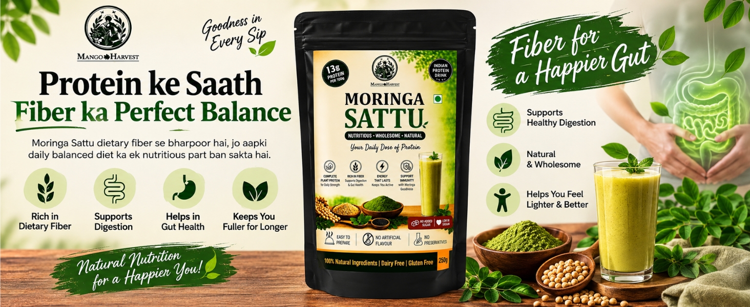 MANICO HARVEST Moringa Sattu Powder, Plant Protein Drink Mix - 250gms