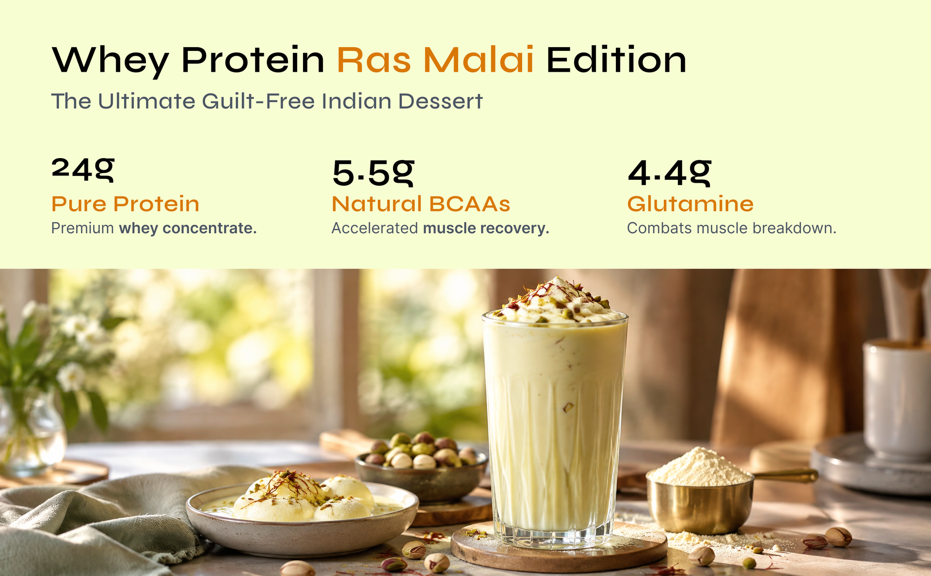 Gen Arc Whey Protein Concentrate Ras Malai Flavour | 24g Protein per Serving | | Muscle Recovery & Strength Support | 1kg
