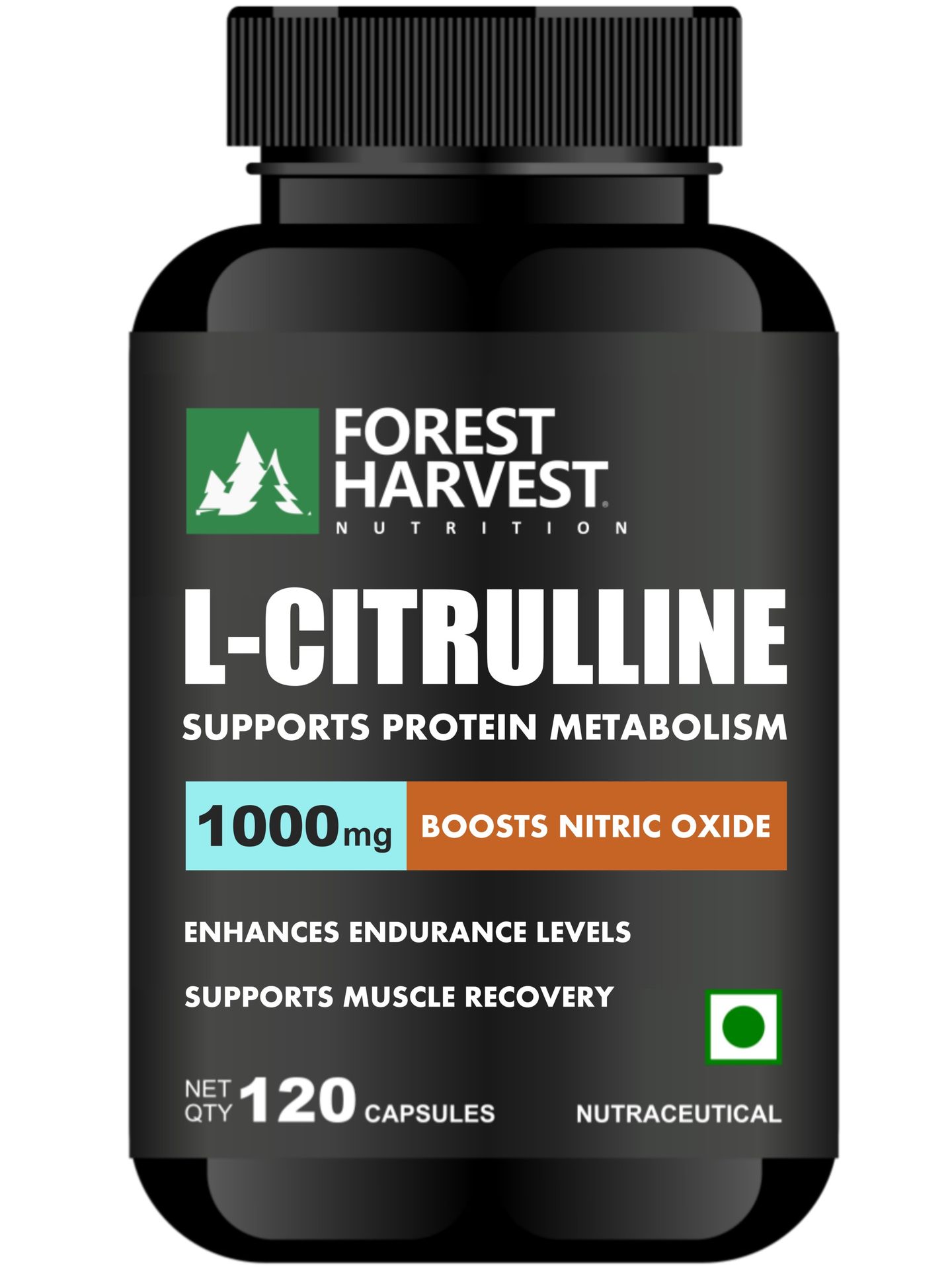 L-Citrulline | 120 Veg Capsules | 1000 mg per Serving | WHO-GMP, HACCP & ISO Certified