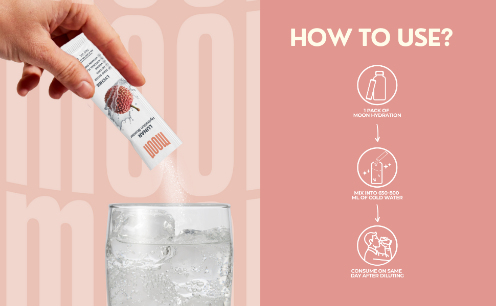 Moon Lunar Lychee hydration Booster | 100% Natural & Healthy Electrolytes Mix | Instant Hydration Pack of 6 (16g Sachets)