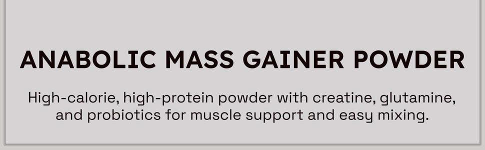 Anabolic Mass Gainer, 1164 Calories & 40g Protein, Creatine & Glutamine Blend, Digestive Enzymes & Probiotics, Creamy Vanilla, 2kg