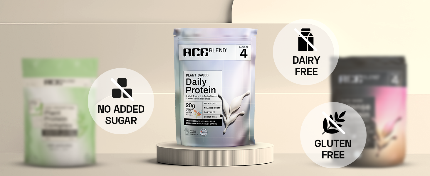 Ace Blend Daily 20G Plant Protein (30 Servings)| Pea & Brown Rice Isolate | 3 Vital Greens 4 Antioxidants 3 Probiotics | Boosts Strength, Recovery & Fat Loss | For Men & Women | Vanilla Flavour, 960g
