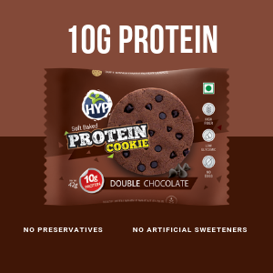 HYP - Protein Cookies, Double Chocolate (6x42g) | 10g Protein per Cookie | Made With Whole Wheat Flour | High Protein, High Fiber, Low Sugar | Protein Snack