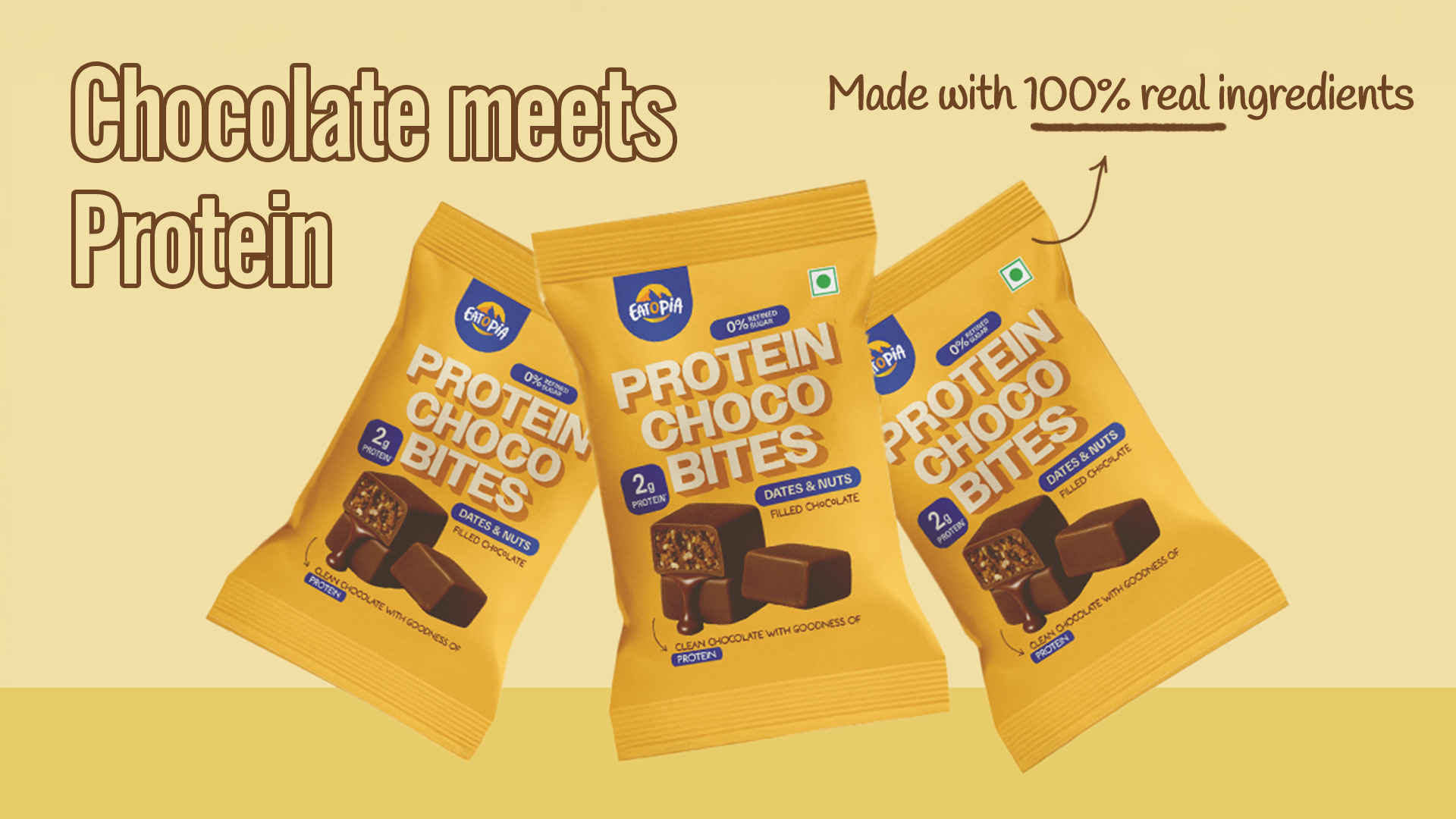 Eatopia Chocolate Dates & Nuts Protein Bites, 10g Protein, Pack 2 (200g)