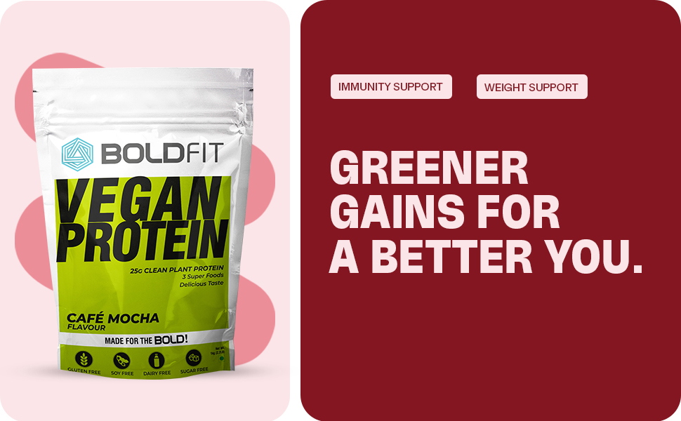 Boldfit Plant Based Protein Powder For Men & Women - Vegan Plant Protein Powder For Men & Women - Supports Metabolism, Immunity & Antioxidant - Cafe Mocha 500Gm