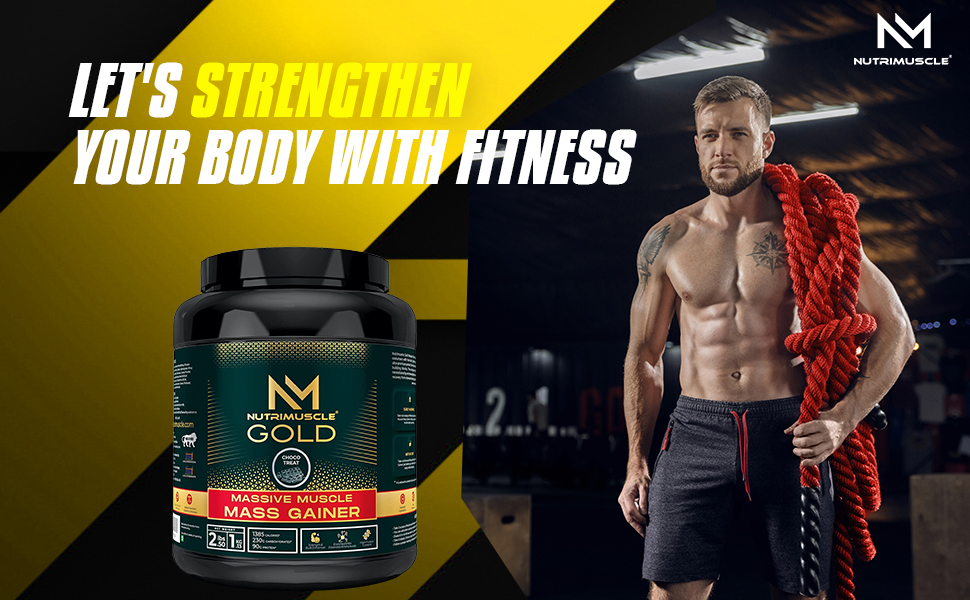 Nutrimuscle Massive GOLD Muscle Mass Gainer – 2.5 Lbs (1.134 Kg) | Choco Treat Flavour | Weight Gainer with Complex Carbs, BCAA, Digestive Enzymes & Essential Vitamins & Minerals | Made in India