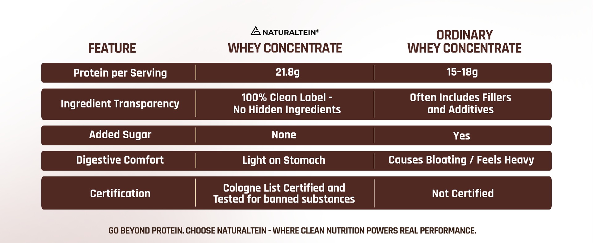 NATURALTEIN Natural Whey Protein Concentrate Chocolate – 300 g | 21.8 g Protein per 30 g Serving | Naturally Flavoured | No Artificial Sweeteners | Soy-Free, Gluten-Free & Easy to Digest