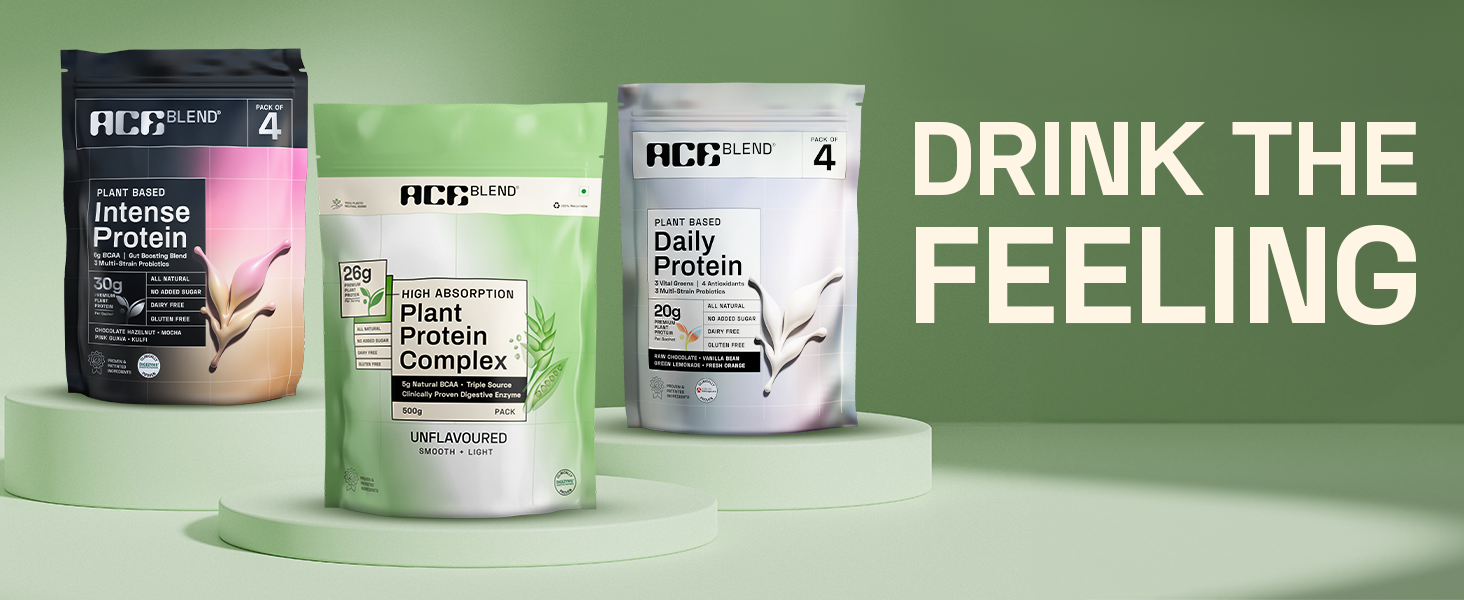 Ace Blend Unflavoured Plant Protein Triple Complex 500g | Brown Rice, Pea & Lentil | 26G / Serving | Complete Amino Acids | Gut Friendly | Soluble Food Fortifier for Aata, Dosas - For Men & Women