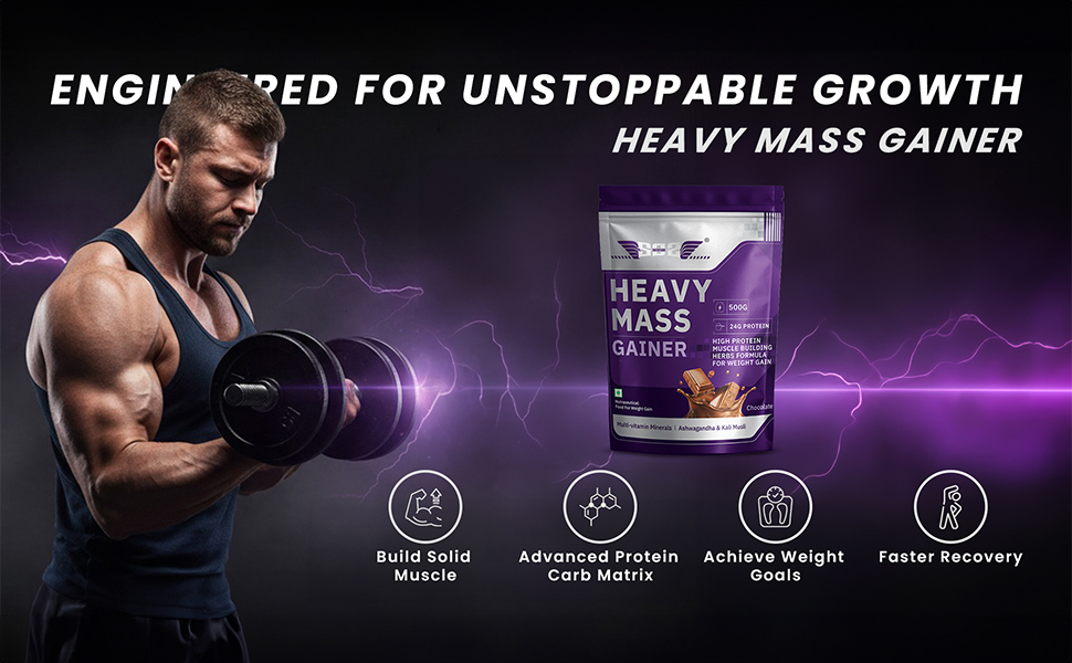 SOS Nutrition Mass Gainer Protein & Herbs, 24g Whey Protein Chocolate 500g