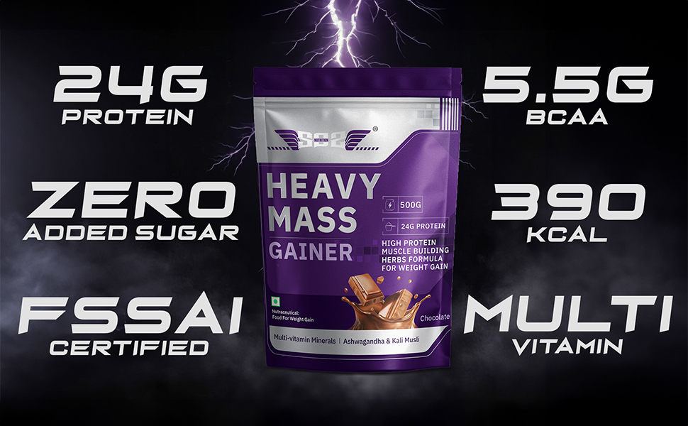 SOS Nutrition Mass Gainer Protein & Herbs, 24g Whey Protein Chocolate 500g
