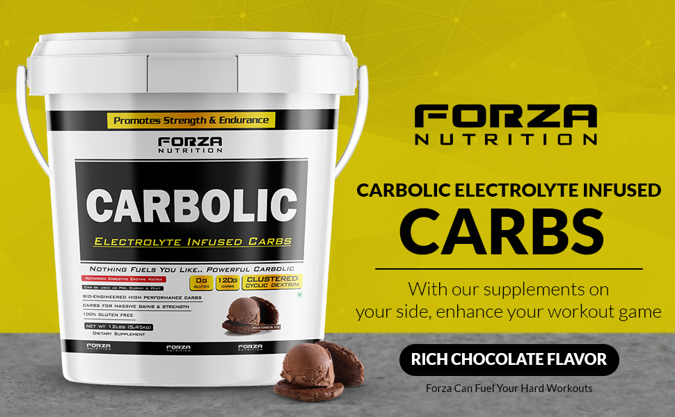 Carbolic Advanced Clean mass gainer for Instant Energy & Endurance – Fast-Digesting Carbohydrates for Pre & Post Workout Chocolate flavoured-12 LBS/5.4kg