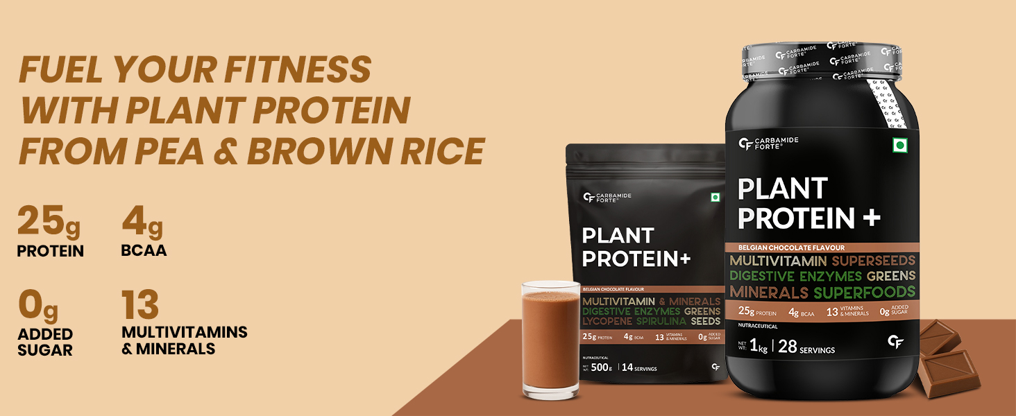 Carbamide Forte Vegan Protein Powder - Plant Based Pea Protein Powder with Multivitamin, Minerals, Superfoods, Digestive Enzymes - Watermelon Flavour - 1Kg