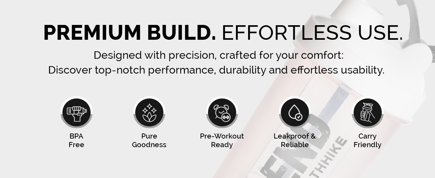 Shaker for Gym, Protein Shaker Bottle 700ml - Fusion Crystal