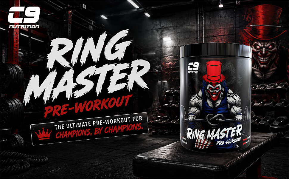 C9 Nutrition Ring Master Pre Workout Powder for Men & Women | 30 Servings | 255gm | Blueberry Flavor | 3000mg Beta Alanine, Citrulline Malate, Taurine & Creatine | High Energy, Pump, Strength & Focus