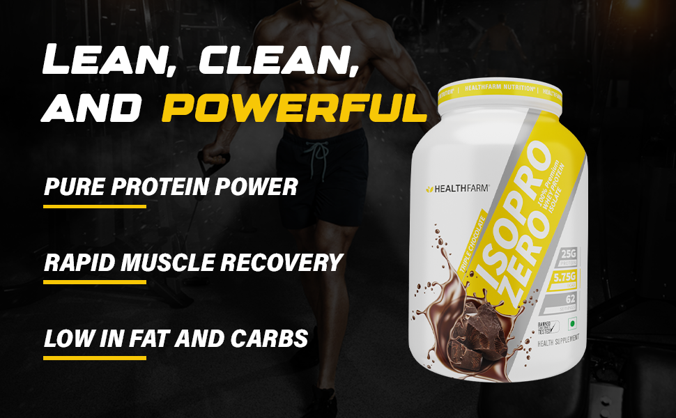 HEALTHFARM Isopro Zero Whey Isolate Protein Powder, 25g 100% Isolate Protein Per Serving,62 Servings(Frappe Coffee, 2kg)