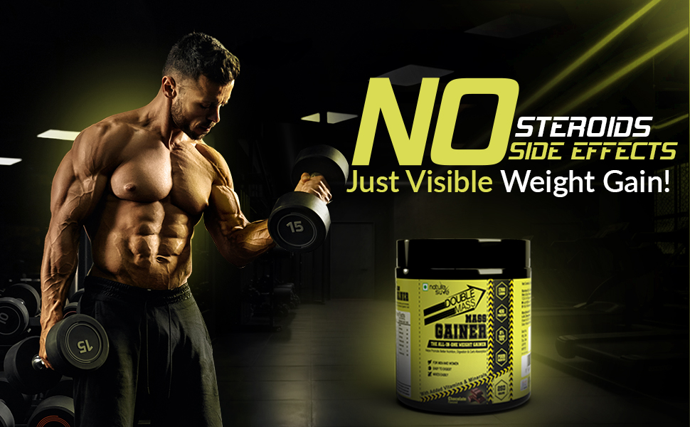 Nature Sure Double Mass Chocolate Flavored Mass Gainer with Whey Protein and Enzymes, Free Scoop Inside - 1 Pack (250 Grams)