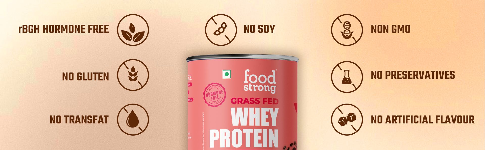 Foodstrong Whey Protein Powder Coffee 26g Protein 560G 16 Sachets