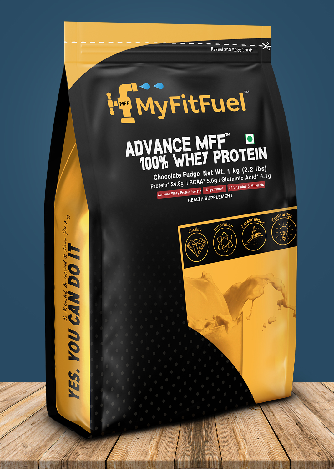 MyFitFuel Advance MFF 100% Whey Protein Powder, Whey With Digestive Enzymes and Multi Vitamins | 1 Kg, 28 Servings (Vanilla Creme)
