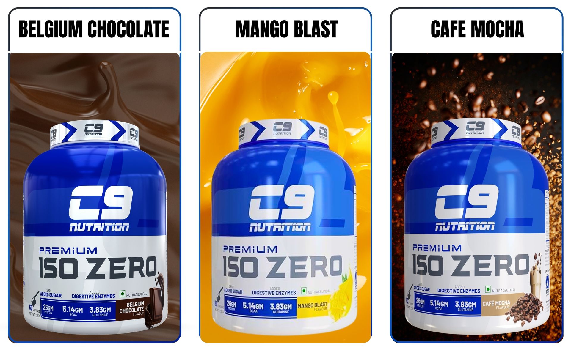 C9 NUTRITION ISO ZERO Whey ISOLATE 1kg, 30 Serving | 26gm Protein | 5.14gm BCAA | 3.83 gm GLUTAMINE | Banned Substance Free | Gluten Free | ISO9001/GMP Certified | Lab Tested (1 KG, Belgium Chocolate)