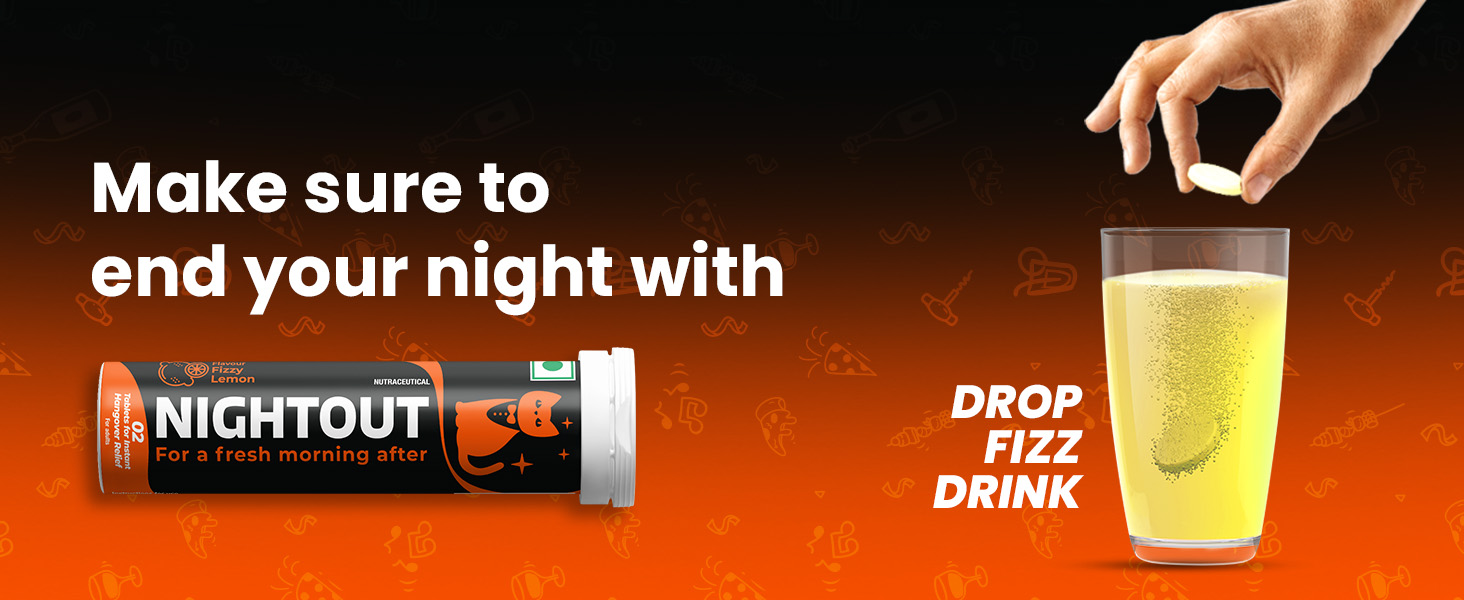 Fast&Up NightOut | 4 Effervescent tabs | Instant Hangover Relief | Helps detoxify liver | Rapid hydration & energy | Helps prevent Hangover | Zero sugar | Orange Flavour