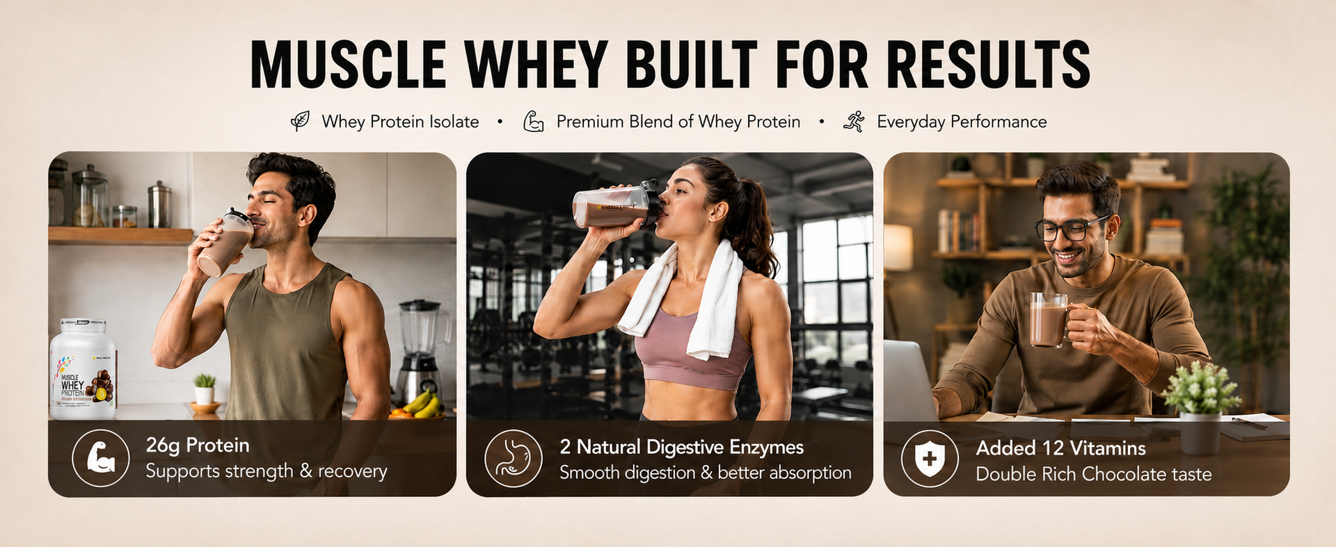 HEALTHFARM Muscle Whey Pack of 5 Protein Shake (190 g, Double Rich Chocolate)