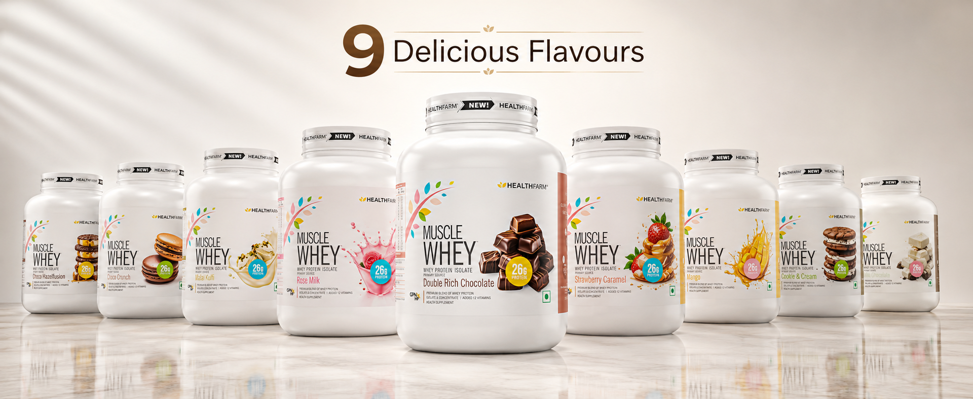 HEALTHFARM Muscle Whey Pack of 5 Protein Shake (190 g, Double Rich Chocolate)