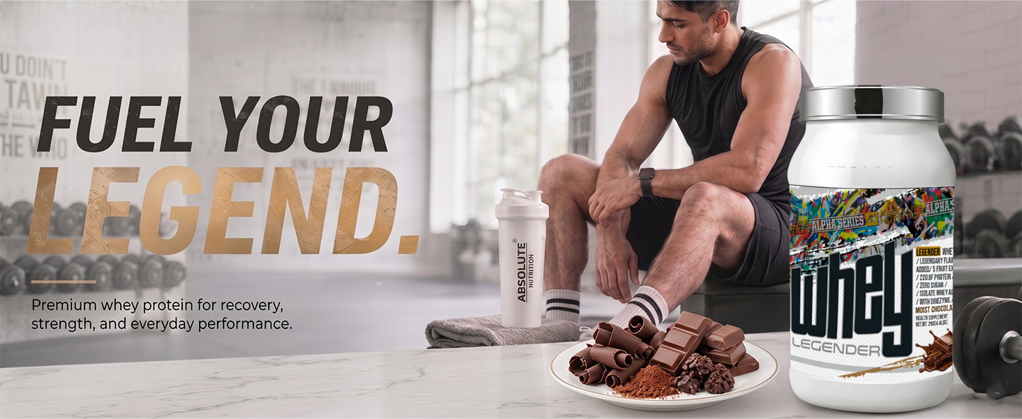 ABSOLUTE NUTRITION Legender Whey Protein, Weight Loss, Sports Supplement, 5 Fruit Extracts, Sugar-Free, Protein, Isolate, Digezyme, Vitamin C, 1Kg (Moist Chocolate
