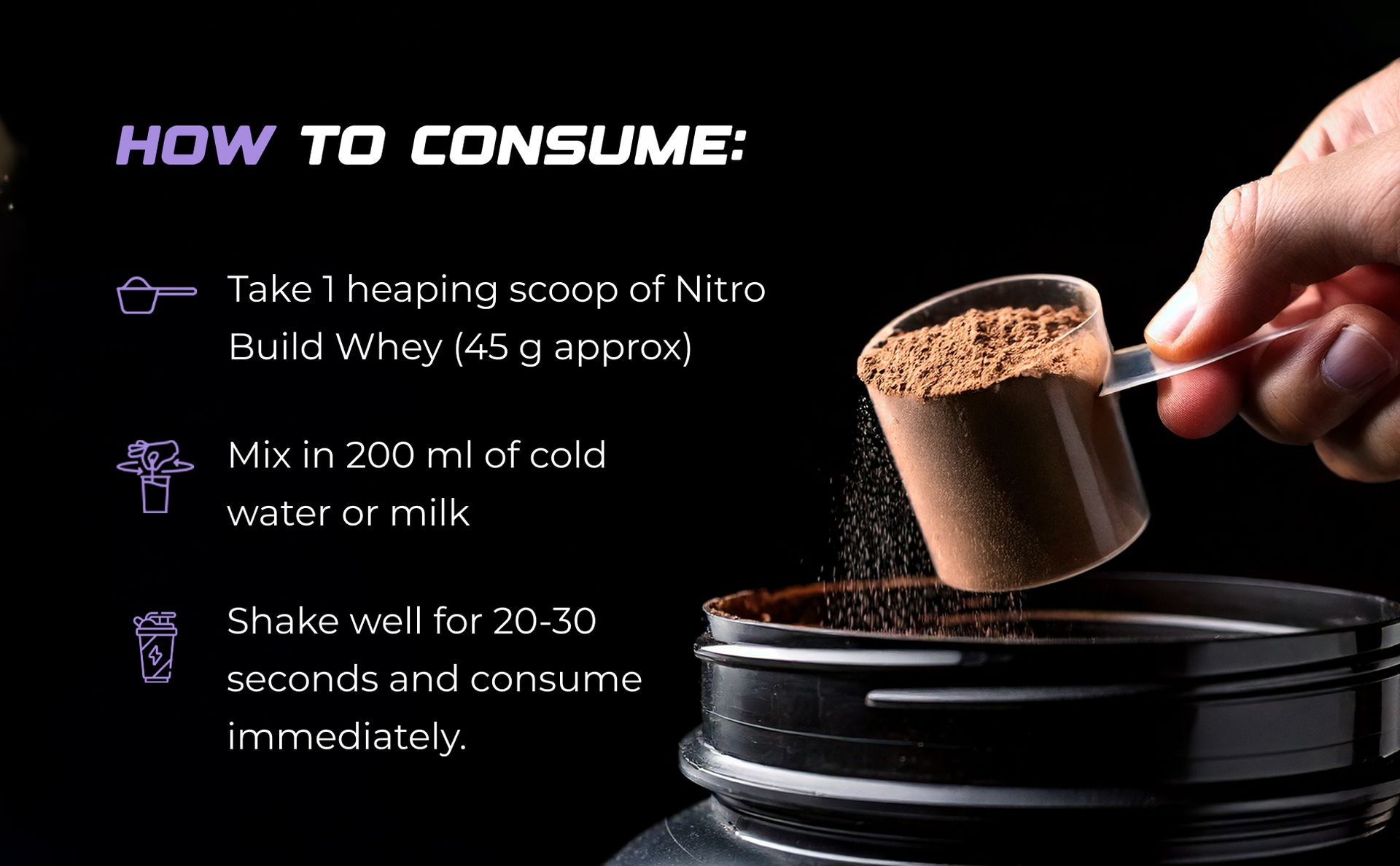 Nutrabay Nitro Build Whey Protein Powder - 2kg, Rich Milk Chocolate | 30g Protein, 3g Creatine Monohydrate, 6.6g BCAA | NABL Lab Tested | Superior Muscle Growth and Recovery