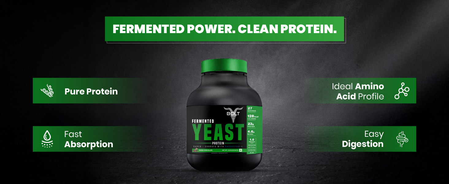 Bolt Fermented Yeast Protein 2 LB | 23g Protein | Swiss Chocolate