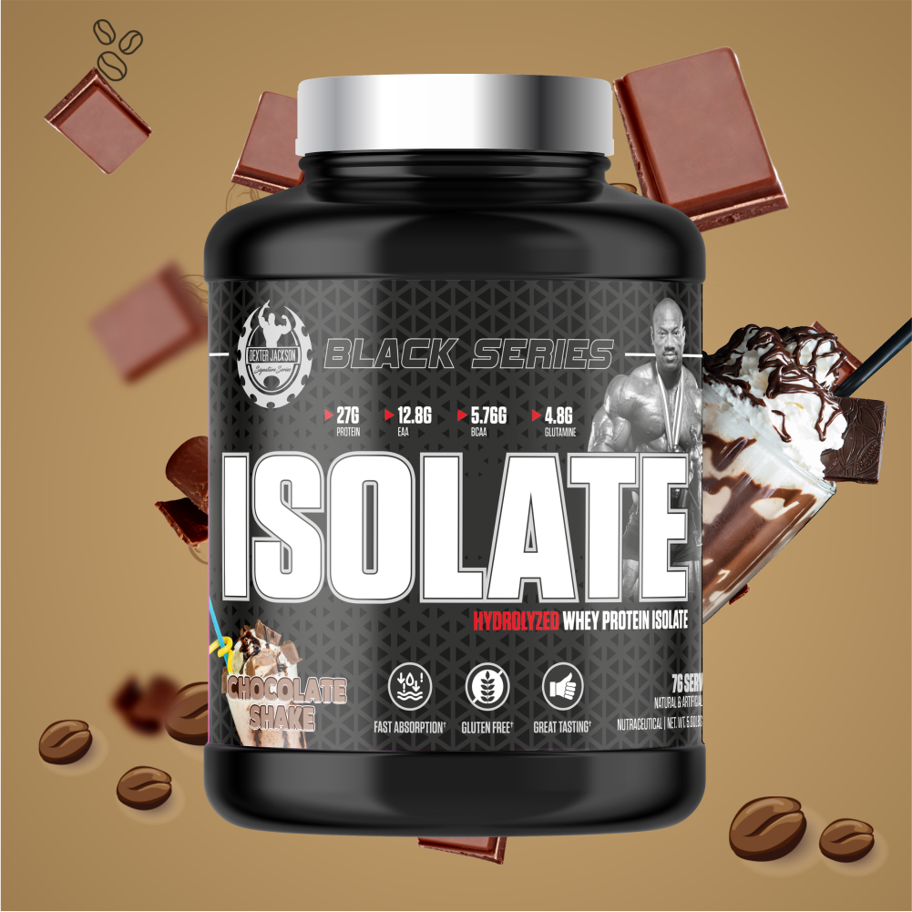 Dexter Jackson Black Series Isolate Protein Powder | Hydrolyzed Whey Protein Isolate | Gluten-Free | 76 Servings, 5 lbs, 2268g,Chocolate Shake Flavor