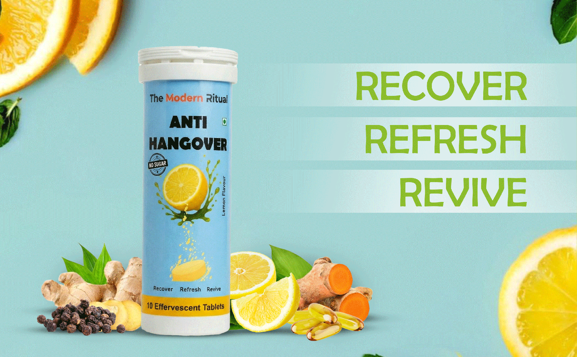 Anti-Hangover Effervescent Tablets | Instant Hangover Relief, Hydration & Energy Booster | Liver Support Formula | Zero Sugar | Vegan | Lemon Flavour 10 Tablets