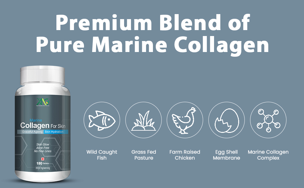 ANC Marine Collagen 3000mg Peptides for Men & Women Supports Healthy Skin, Hair, Nails, Bone & Joint (180 Tablets)