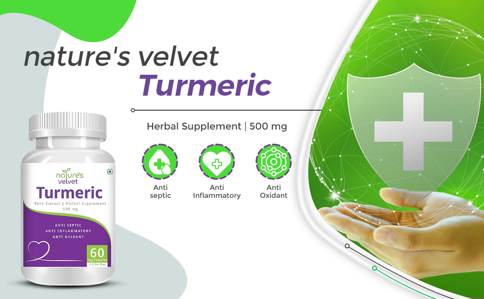 Natures Velvet Lifecare Pure Extract Turmeric/Curumin 500mg, 60 Veggie Capsules - Pack of 3