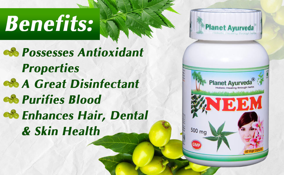 Planet Ayurveda Neem - 60 Capsules | Natural Supplement for Skin Wellness
