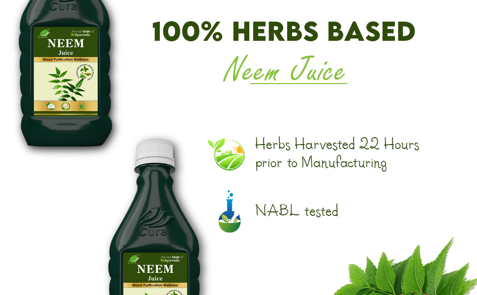 CURA AYURVEDIC Neem Ras II Fresh Neem Leaves II Natural Blood Purifier || 500ml