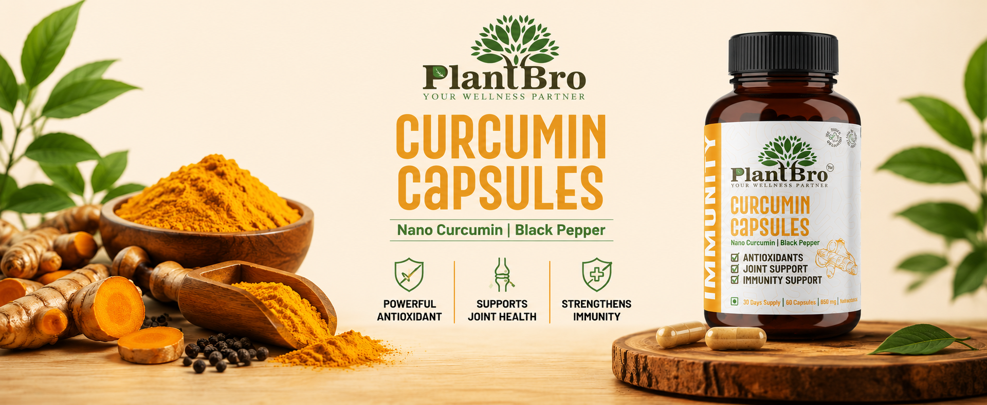 Nano Curcumin Capsules 650mg | 95% Curcuminoids with Piperine & Black Pepper Extract | Joint Support, Immunity & Antioxidant | Lab-Tested, Veg | 60 Capsules