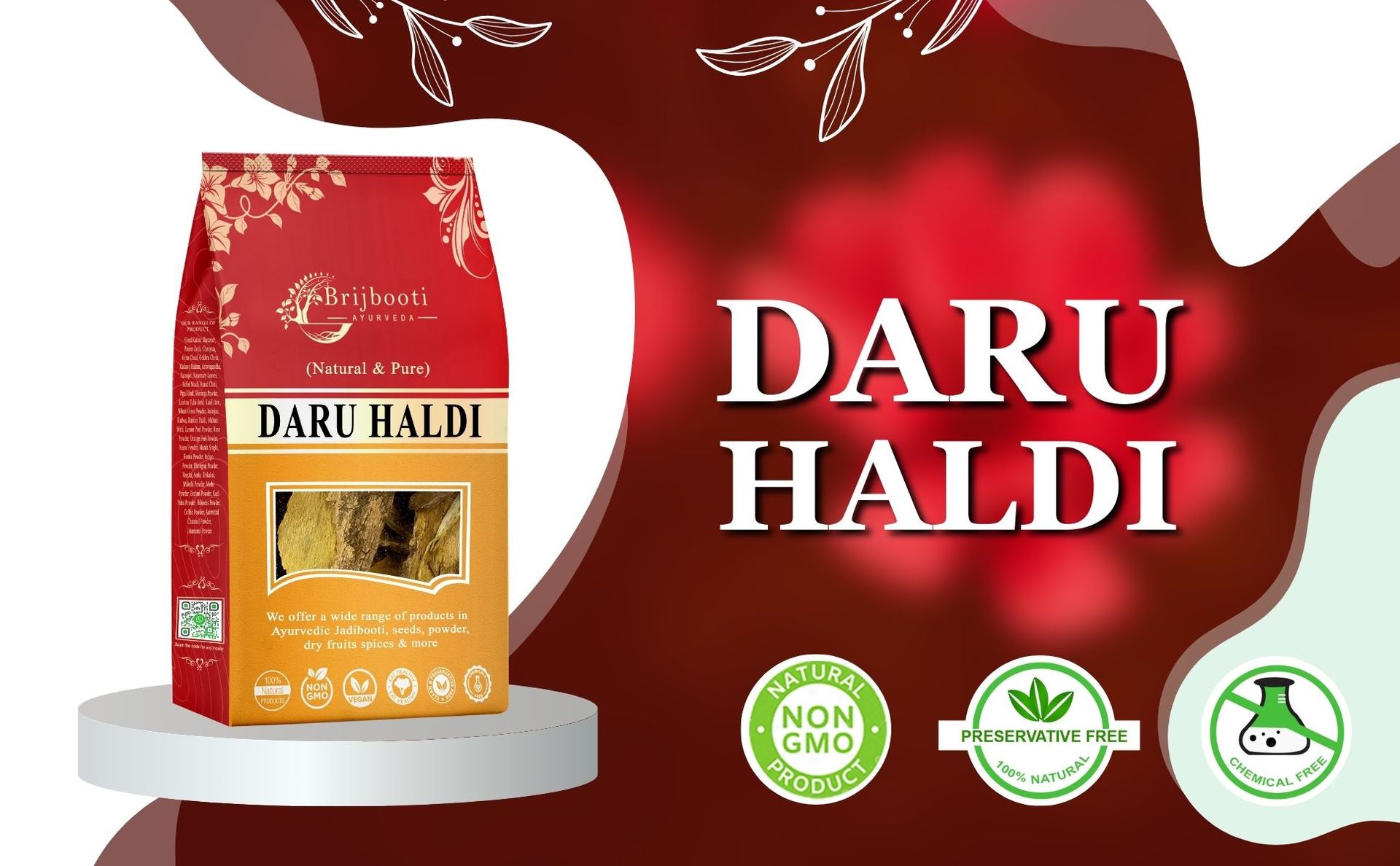 BrijBooti Daru Haldi Bark - (100 Gm) | Berberis aristata | Indian Barberry Daru Haldi Chaal