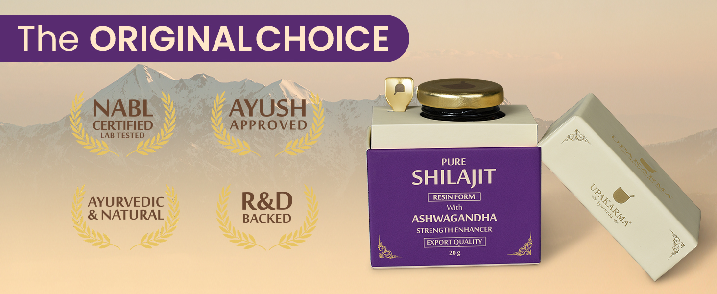 UPAKARMA Shilajit Resin with Ashwagandha 20g | 300mg per Serving | Ayurvedic Formula | Lab Tested for Purity | 66 Servings | Pack of 1 (20, Grams)