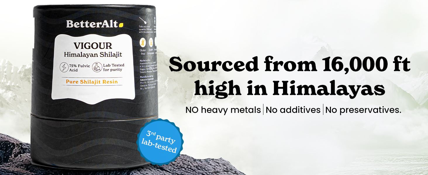 Better Alt Shilajit/Shilajeet Resin 20g, 300mg/serving| 100% Pure Himalayan Shilajit with 87 Trace Minerals| 100% Ayurvedic| Boosts Strength,Stamina & Energy| Helps muscle recovery|Rich in Fulvic Acid